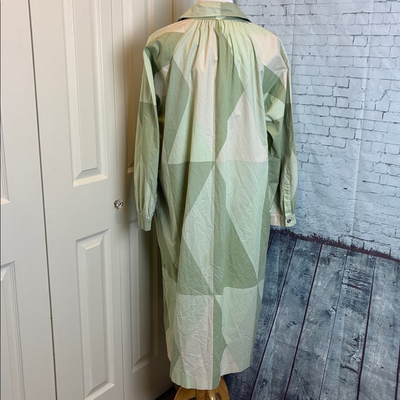 MARIMEKKO Aikansa Paaryna Finland Square Shirt Dress dusty green blocks Vintage - Picture 2 of 15